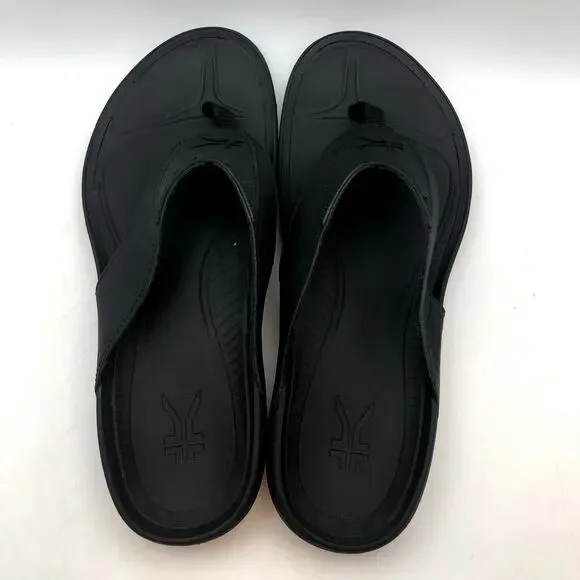 Kuru Mens KALA Flip Flop Sandals Size 12 Jet Black Leather NIB - Picture 6 of 9
